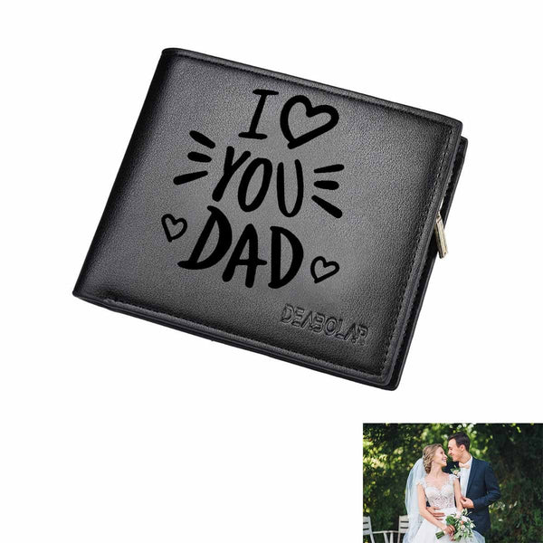 Father's Day Gifts | Personalized Name&Text I Love You Dad Wallet Custom Engraved Bifold Men's Leather Wallet Gift for Dad