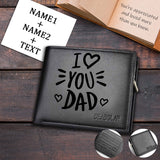 Personalized Name&Text I Love You Dad Wallet Custom Men Leather Wallet