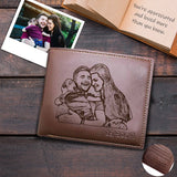 Personalized Photo Family Laughter Custom Engraved  Bifold  Men's  Wallet