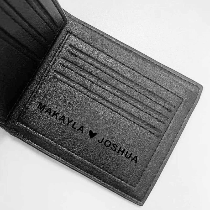 Personalized Photo&Name Dad with Two Babies Engraved Bifold Men's Leather Wallet Personalized Photo Wallet For Dad-Put Your Photo On Wallet  | Father's Day Gifts