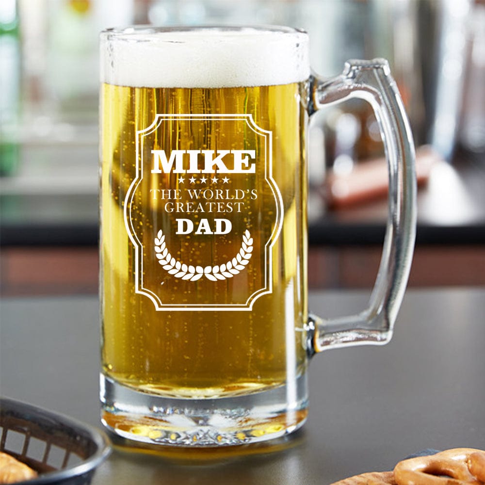 Personalized Beer Mug Glasses 16 OZ Custom Name The World&