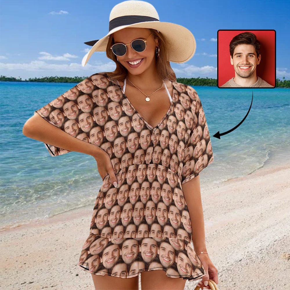 Custom Semaless Face Cover Up Dress Personalized One Piece Cover Up Summer Outfit