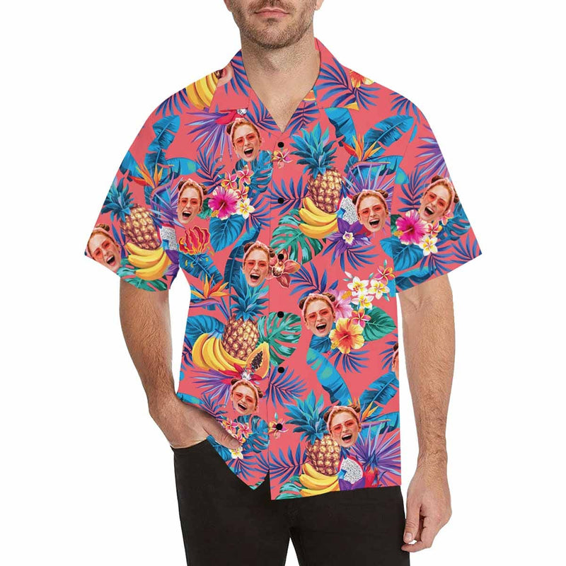 Custom Face Tropical Fruit Hawaiian Shirt Personalized Beachwear