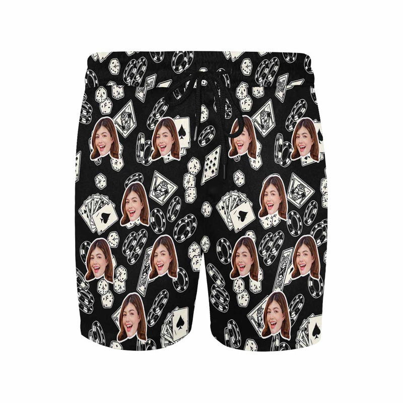 Custom Face Black Gambling Elements Men's Qiuck Dry Swim Trunks