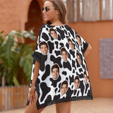 Custom White&Black Face Cover Up Personalized One Piece Cover Up Summer Beach Pool Outfit