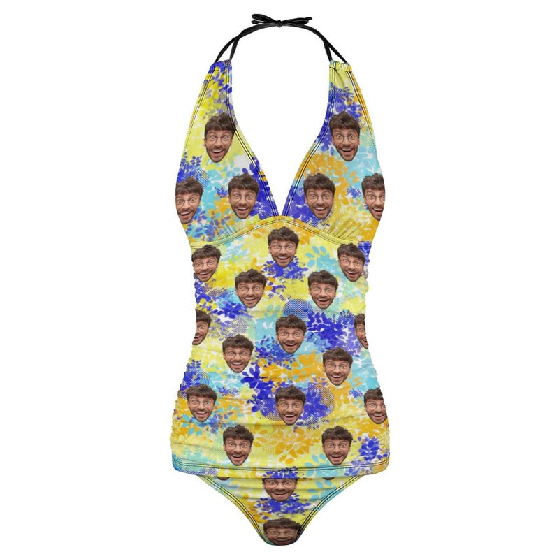 Custom Watercolor Face Tankini Personalized Two Piece Swimsuit Bathing Suit