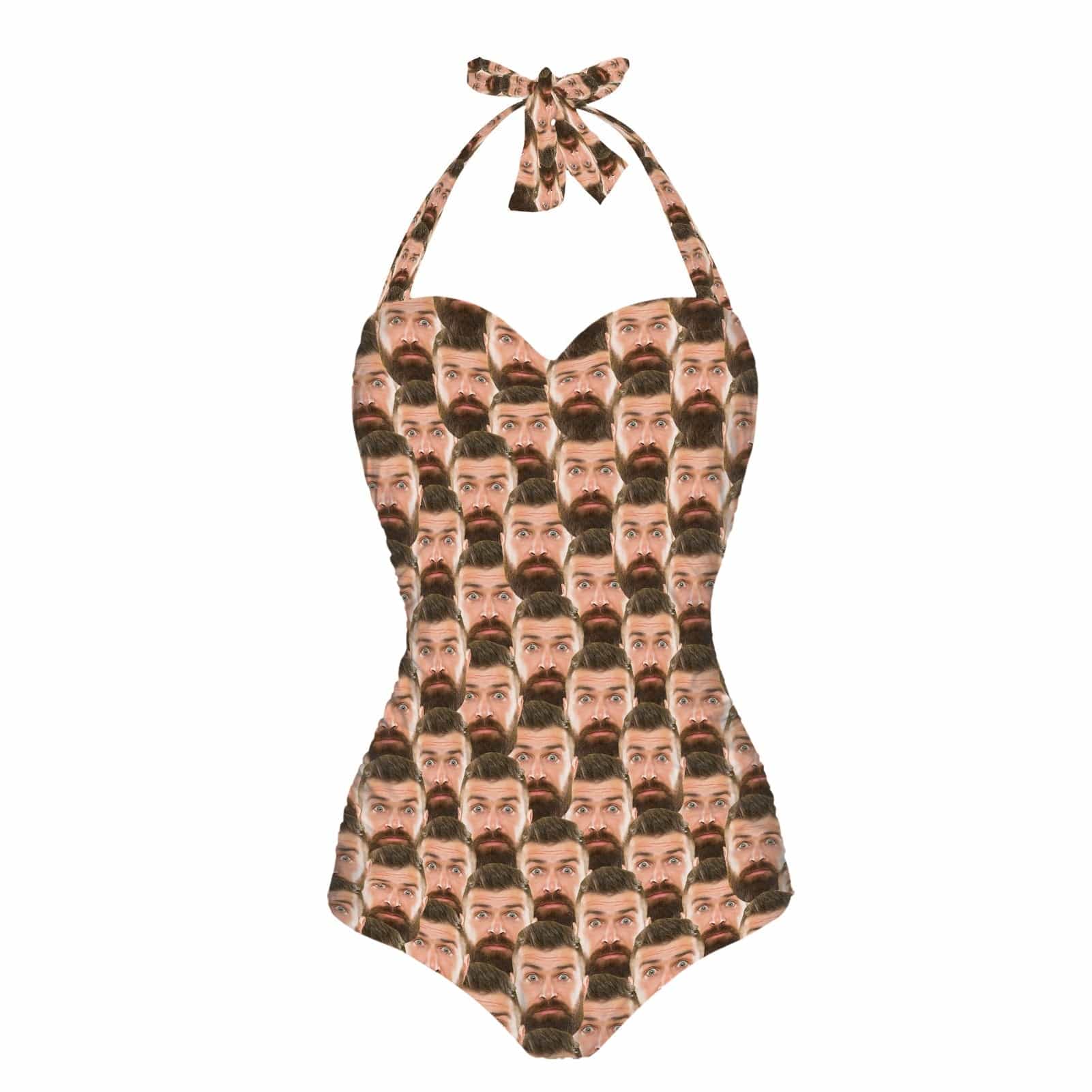 Custom Face Seamless Strap One-piece Retro Bikini Swimsuit