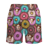 Custom Face Doughnut 2 in 1 Quick-Dry Swim Shorts with Pocket Personalized Swim Trunks