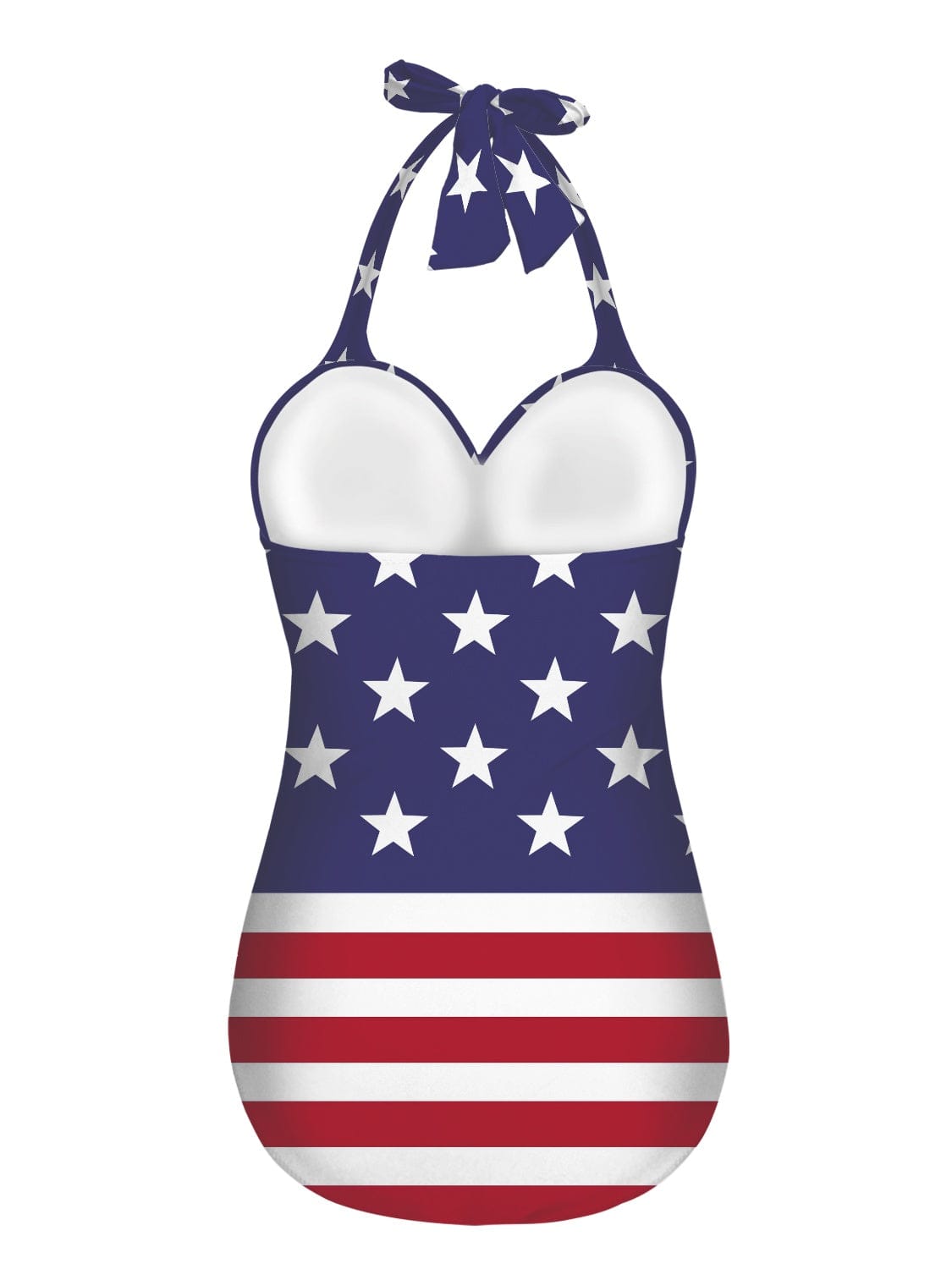 Custom Face Stars Stripes Strap One-piece Retro Bikini Swimsuit