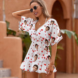 Custom Heart Face Cover Up Dress Personalized One Piece Cover Up Summer Outfit