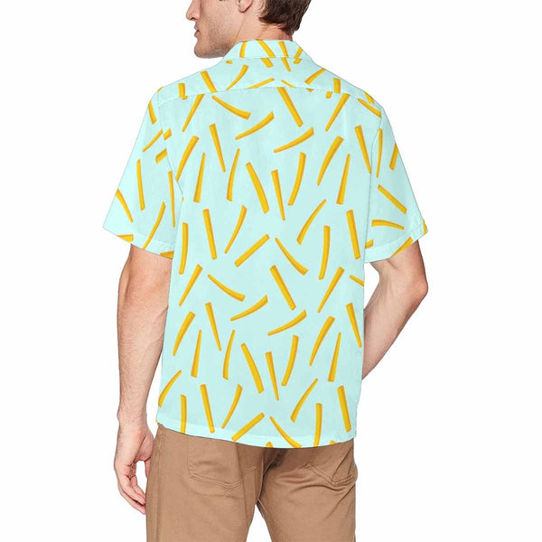 Custom Face French Fries Hawaiian Shirt With Chest Pocket Personalized Aloha Shirt