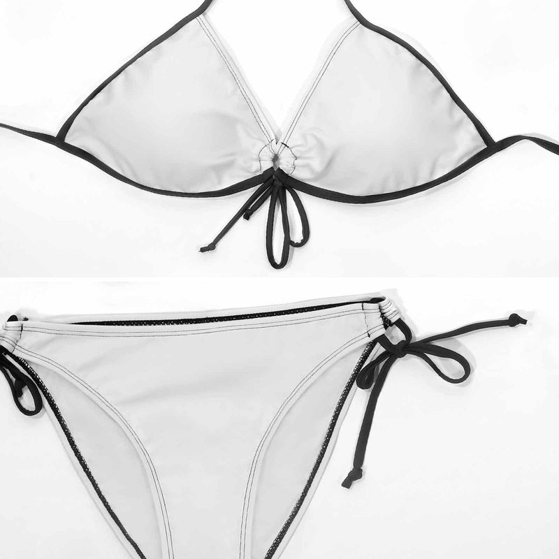 Plus Size Custom Seamless Face Halter Strings Triangle Bikini Personalized Two Piece Swimsuit