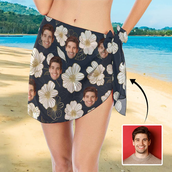Custom Flower Face Bikini Coverup Personalized Sarongs Beach Wrap