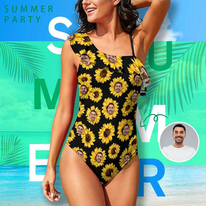 Custom Sunflower Face Summer Swimsuit Personalized Women&