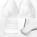 Custom White Flowers Face Tankini Personalized Two Piece Swimsuit Bathing Suit