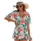 Custom Face Flamingo Cover Up Dress Personalized One Piece Cover Up