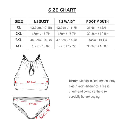 Plus Size Custom Amercian Flag Face Crew Neck Cutout Triangle Bikini Personalized Two Piece Swimsuit