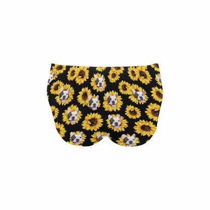 Custom Sunflower Face Triangle Swim Briefs Personalized Swim Trunks