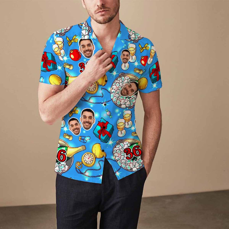 Custom Face&Age Hawaiian Shirts Personalized Men's Summer Shirts Birthday Party Gift