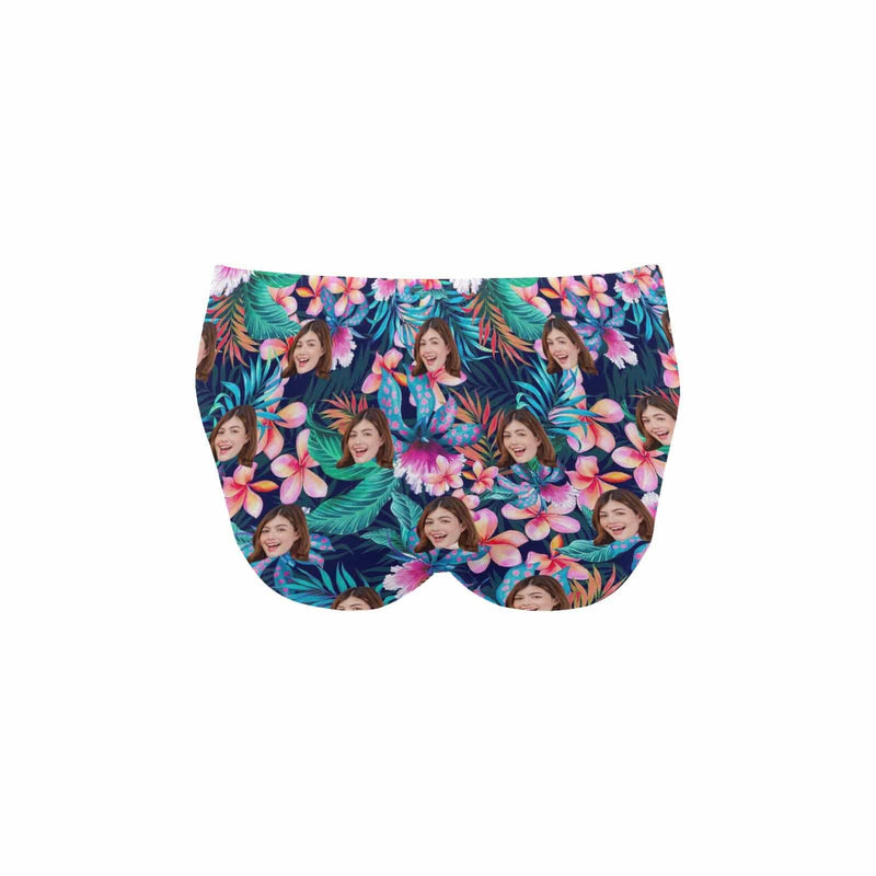 Custom Face Dark Flowers Triangle Swim Briefs Personalized Swim Trunks