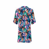 Custom Flower Face Chiffon Shirt Dress Cover Up Personalized V-Neck Bikini Beach Tunic Top