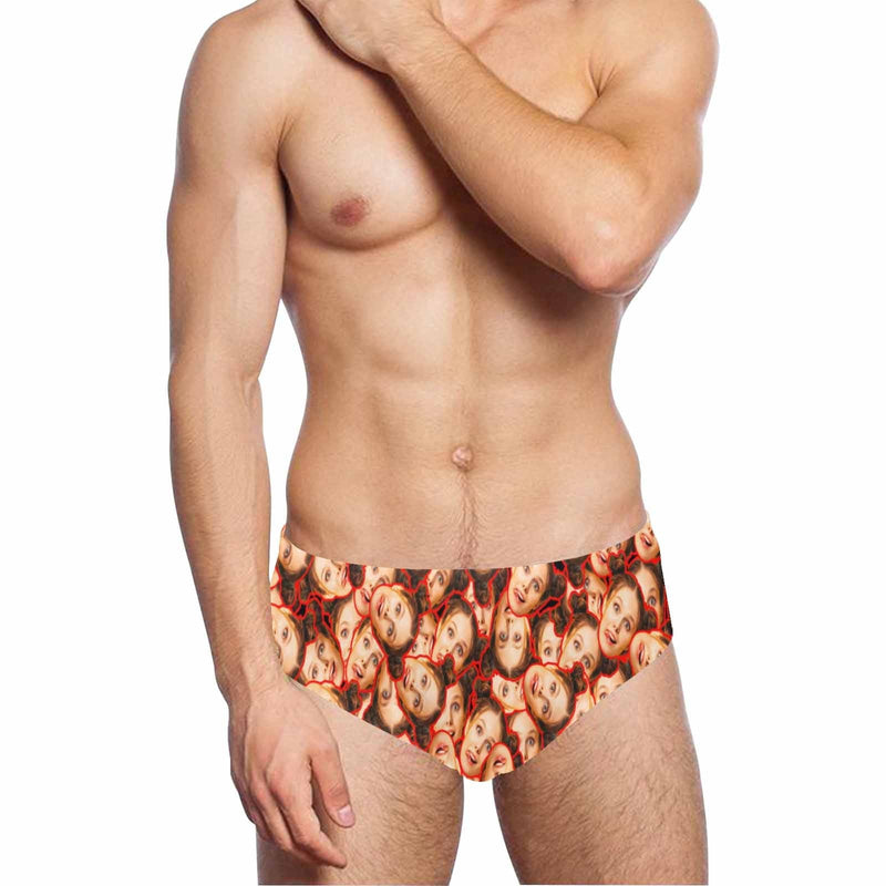 Custom Seamless Face Triangle Swim Briefs Personalized Swim Trunks