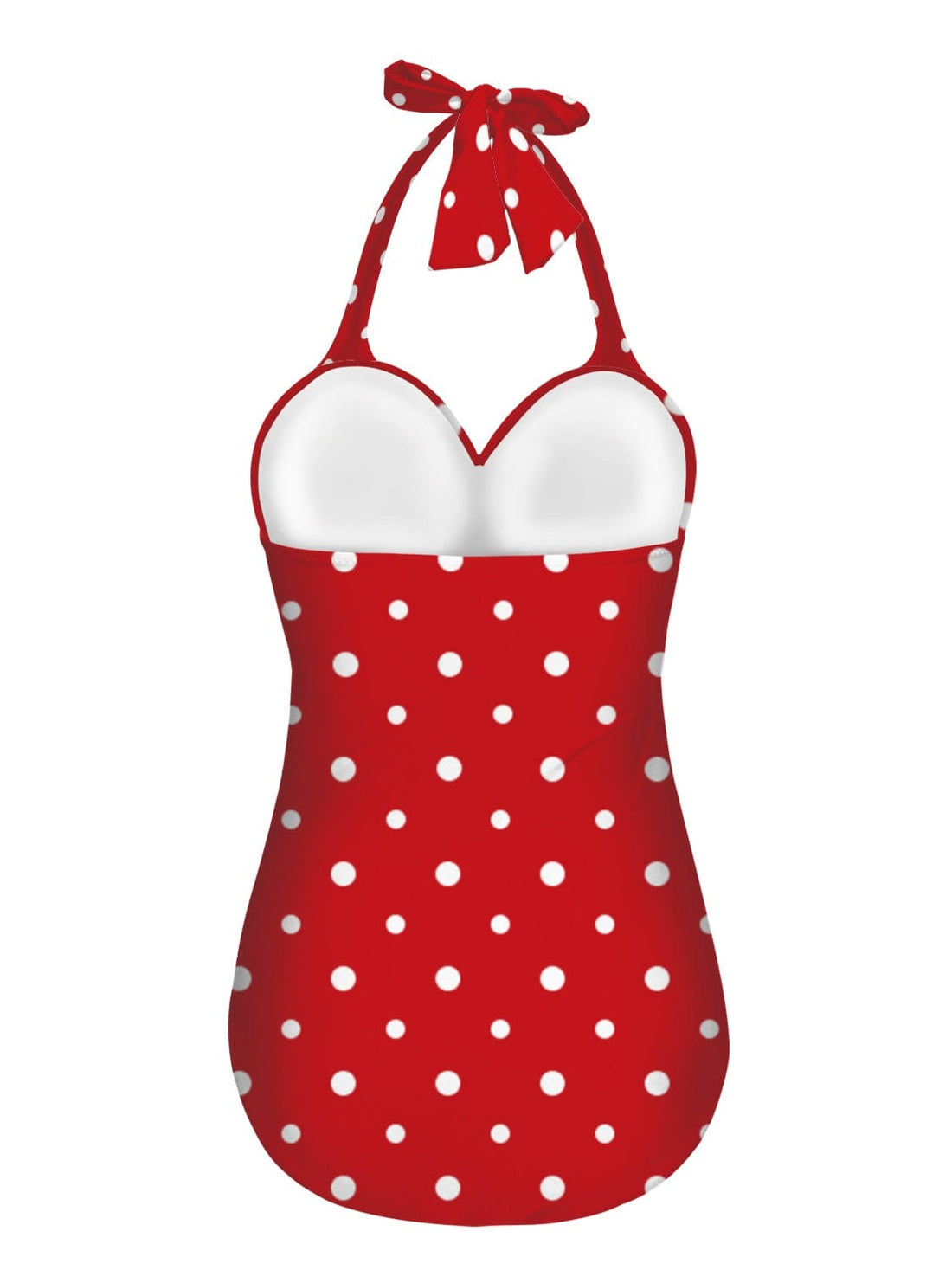 Custom Face White Dots Red Strap One-piece Retro Bikini Swimsuit