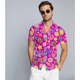 Custom Hawaiian Shirts with Face&Age Personalized Pink Aloha Shirts Men's Birthday Casual Shirts