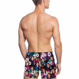 Custom Face Dark Flowers Athletic Swim Jammers Square Leg Swim Briefs Quick Dry Waterproof  Swimsuit