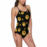 Custom Sunflower Face Sling One Piece Swimsuit Personalized Summer Beach Pool Outfit