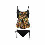 Custom Yellow Flowers Face Two Piece Tankini Personalized Swimsuit Bathing Suit