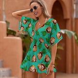 Custom Pineapple Face Cover Up Dress Personalized One Piece Cover Up Summer Outfit