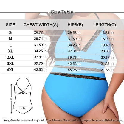 Plus Size Custom Colorful Heart Face Black Sling One Piece Swimsuit Personalized Beach Pool Outfit Honeymoons Party