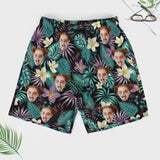 Custom Face Dark Leaves 2 in 1 Quick-Dry Swim Shorts with Pocket Personalized Swim Trunks