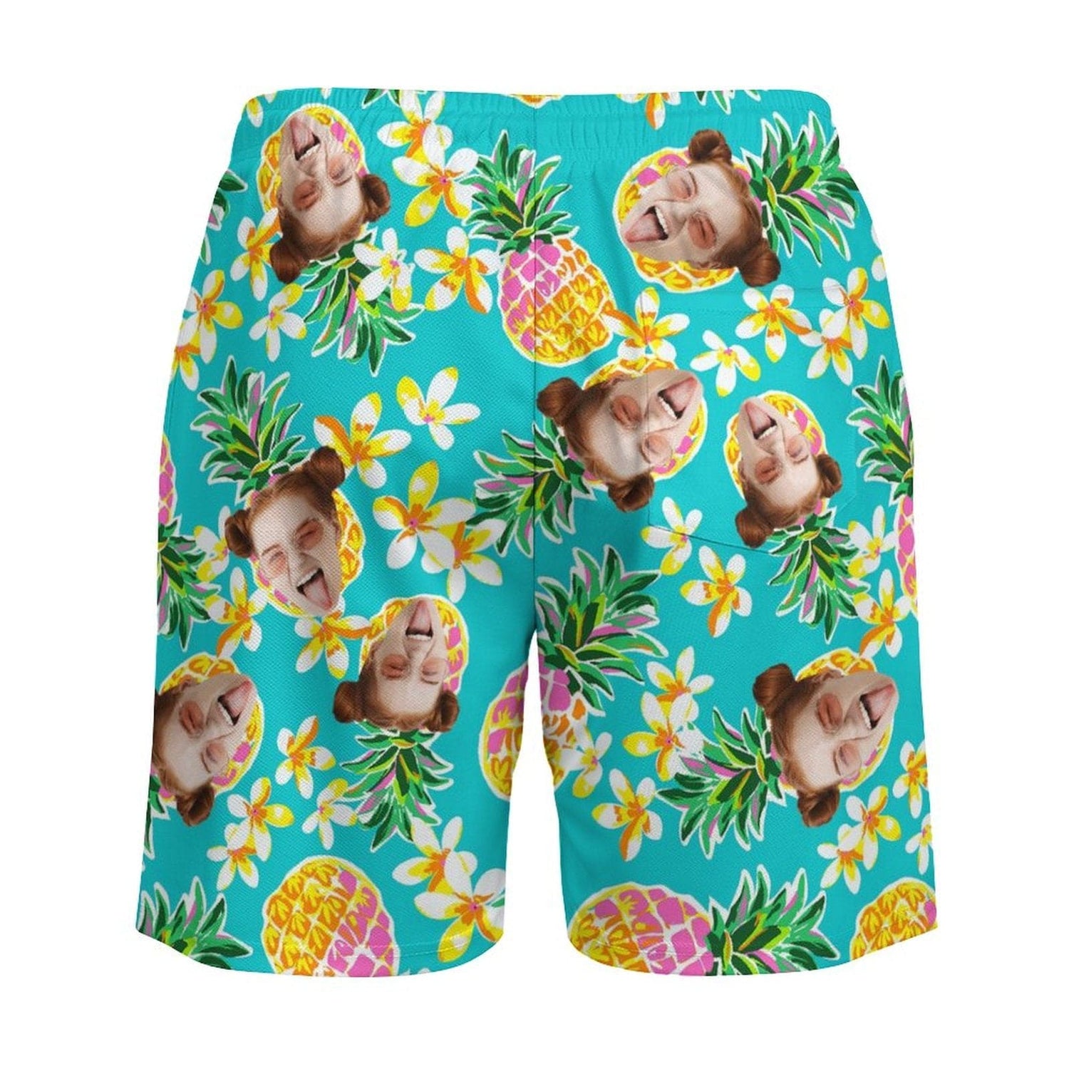 Custom Face Pineapple 2 in 1 Quick-Dry Swim Shorts with Pocket Personalized Swim Trunks