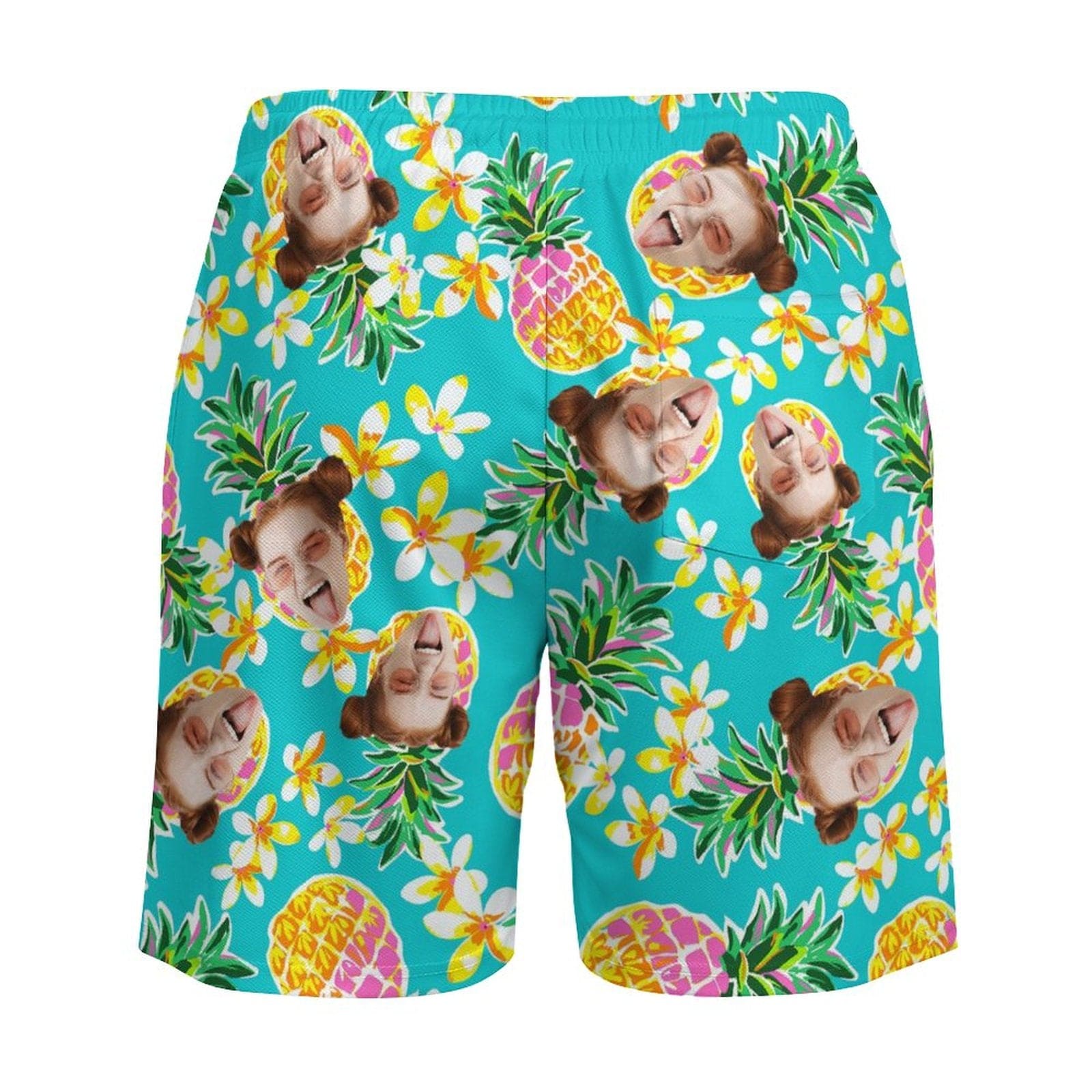 Custom Face Pineapple 2 in 1 Quick-Dry Swim Shorts with Pocket Personalized Swim Trunks