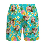 Custom Face Pineapple 2 in 1 Quick-Dry Swim Shorts with Pocket Personalized Swim Trunks