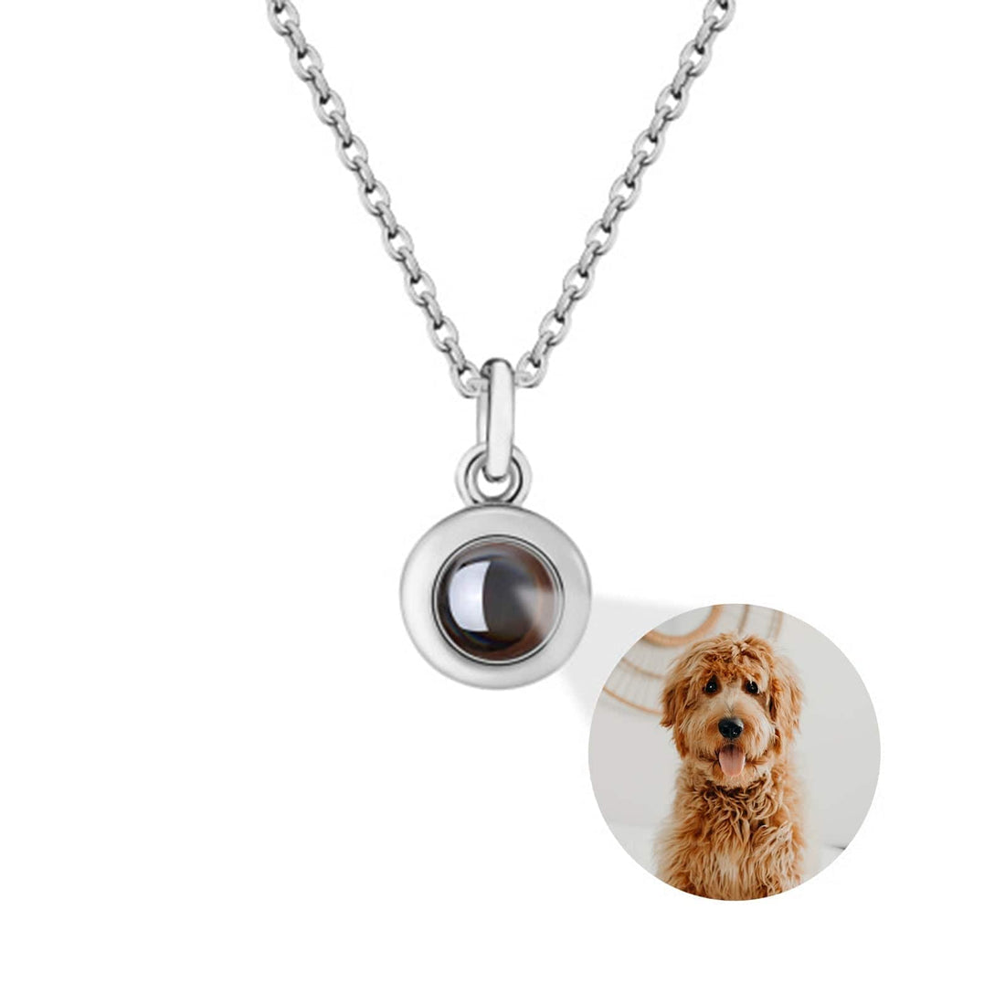 Custom Photo Circle Titanium Steel Projection Necklace Personalized Gift For Pet Lover