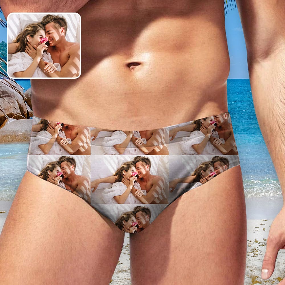 Custom Photo Face Triangle Swim Briefs Personalized Swim Trunks