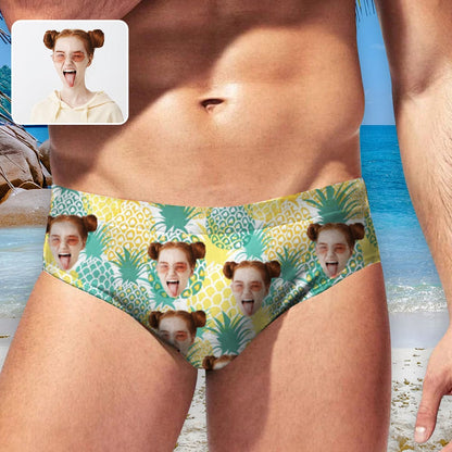 Custom Pineapple Face Triangle Swim Briefs Personalized Swim Trunks