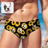 Custom Sunflower Face Triangle Swim Briefs Personalized Swim Trunks