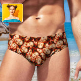 Custom Seamless Face Triangle Swim Briefs Personalized Swim Trunks