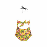Plus Size Custom Yellow Flamingo Face Sling One Piece Swimsuit Personalized Beach Pool Outfit Honeymoons Party
