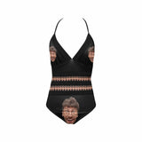 Custom Black Face Lace Sling One Piece Swimsuit Personalized Beach Pool Outfit Honeymoons Party