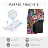 Custom Face Doughnut 2 in 1 Quick-Dry Swim Shorts with Pocket Personalized Swim Trunks