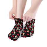 Custom Couple & Hearts Face Socks Personalised I Love You Black Ankle Socks For Lover Gift