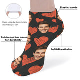 Custom Photo Socks Low Cut Ankle Socks With Red Hearts Personalised Face Socks Gifts for Men Women