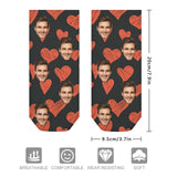 Custom Photo Socks Low Cut Ankle Socks With Red Hearts Personalised Face Socks Gifts for Men Women