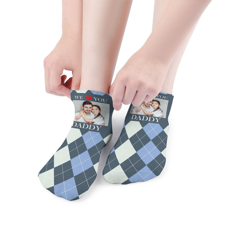 Father's Day-Custom Photo We Love You Daddy Socks Low Cut Ankle Socks