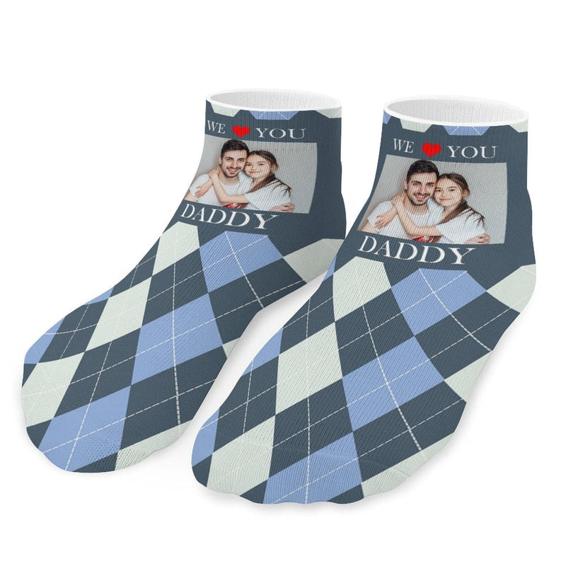 Father's Day-Custom Photo We Love You Daddy Socks Low Cut Ankle Socks